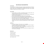 HRIS Specialist Job Description example document template
