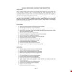 Human Resource Assistant Job Description example document template