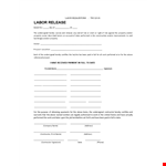 Labor Lien Release Form - Release Your Property with the Undersigned example document template