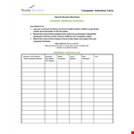 Computer Business - Inventory Management for Hardware, Computers, and Purchased Items example document template