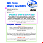 Summer Camper Newsletter Week example document template 