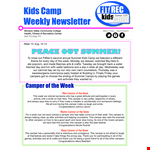 Summer Camper Newsletter Week example document template