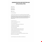 Admin Reception job application letter example document template