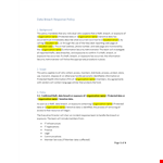 Data Breach Response Policy Template example document template