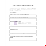 Exit Interview Questionnaire Form example document template 