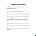 Exit Interview Questionnaire Form example document template