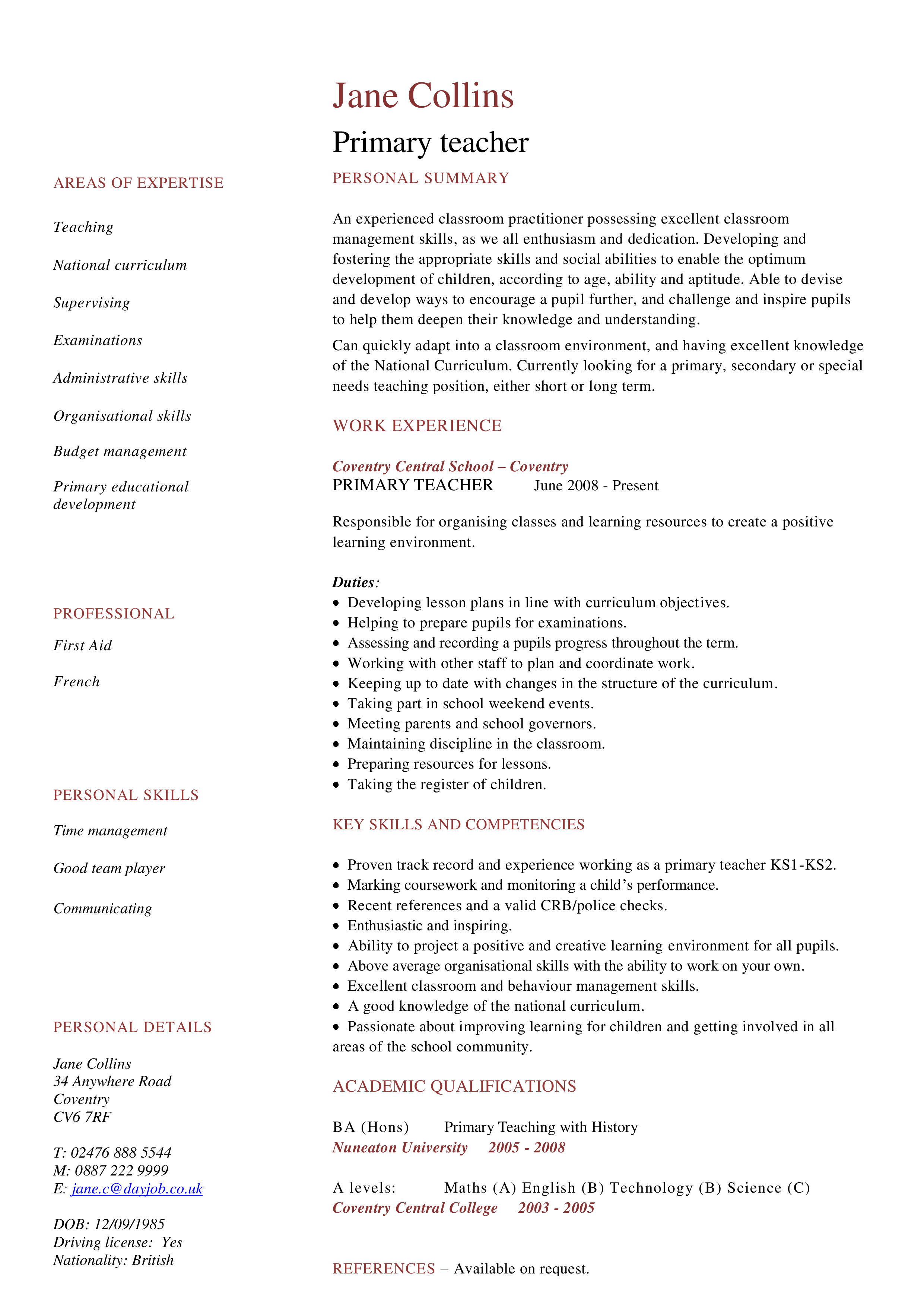 Teaching Resume Template In Pdf teaching-resume-template-in-pdf