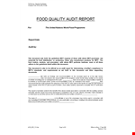 Food Safety inspection example document template