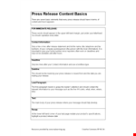 Create Professional Press Releases Template example document template