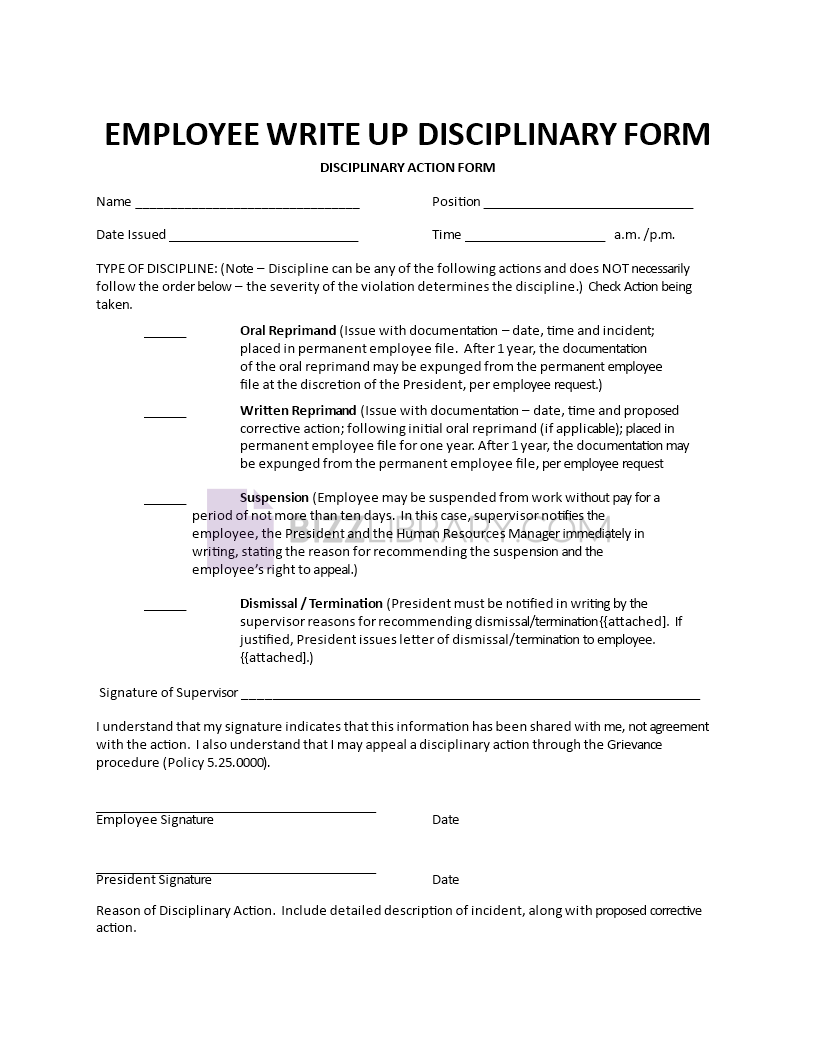 write up disciplinary form Main Image write up disciplinary form