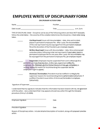 Write Up Disciplinary Form