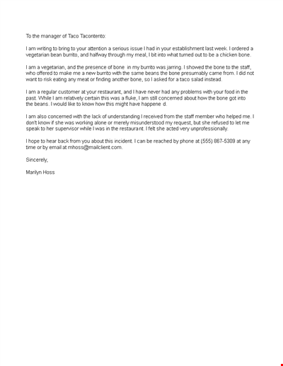 Professional Complaint Letter Template for Customer Service Issues
