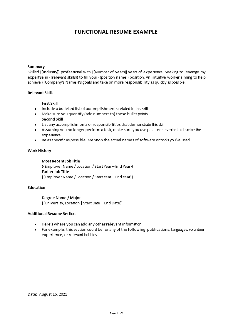 functional resume example