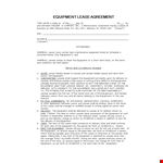 Equipment Lease Agreement Template - Create a Comprehensive Contract example document template