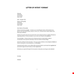 Letter of Intent Format example document template