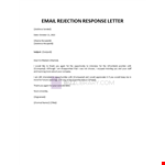Email Rejection Response Letter example document template