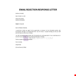 Email Rejection Response Letter example document template 