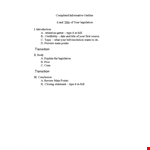 Write an Informative Speech Outline: Points, Transition, and Explanation example document template