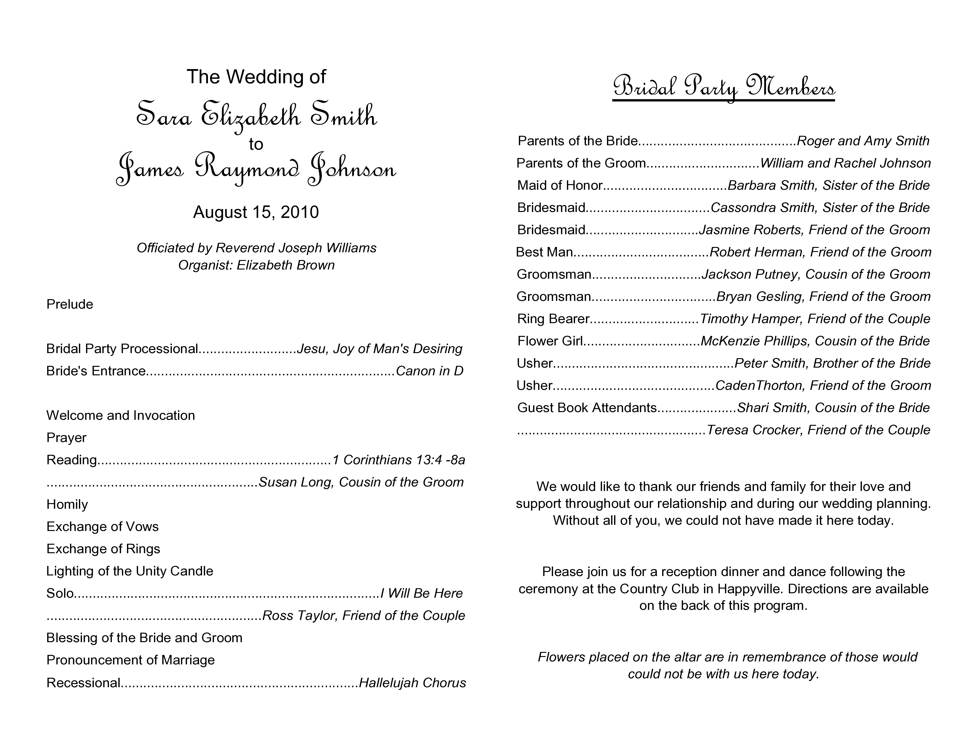 Elegant Wedding Program Template For Smith And Friend Bride And Groom wedding-invitation-wording-for-every-kind-of-celebration-wedding