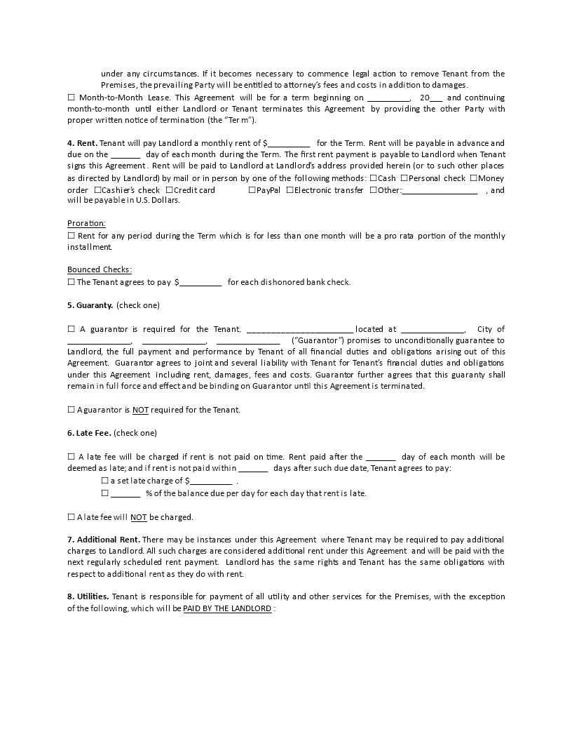 blank lease agreement template example