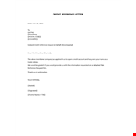 Credit Reference Letter example document template