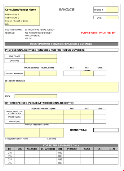 Invoice Template in Excel