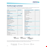 Monthly Budget Work Sheet Template example document template