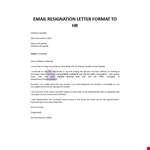 Letter of resignation to Human Resources example document template