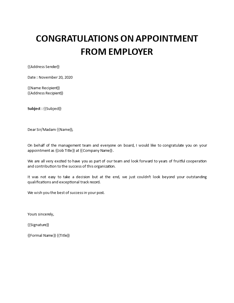 congratulation letter for new position