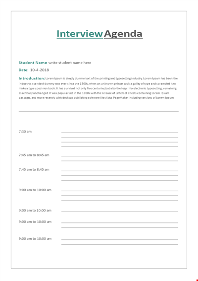 Interview Agenda Template