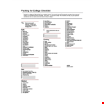 College Packing Checklist: What to Bring for a Successful College Adventure example document template