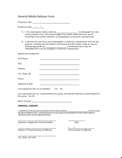 Create a Dynamic Media Release with Our General Media Release Form Template