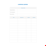 Meeting Agenda: Setting Learning Norms - Create an Effective Learning Agenda example document template