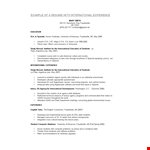 International Experience example document template