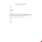 Intent To Vacate Letter Template - Notice to Landlord | Address | Vacate example document template