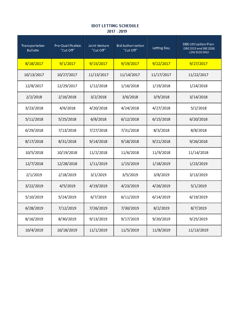 Letting Schedule Templates Find the Perfect Letting Schedule