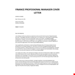 Finance Manager Job Application Letter example document template