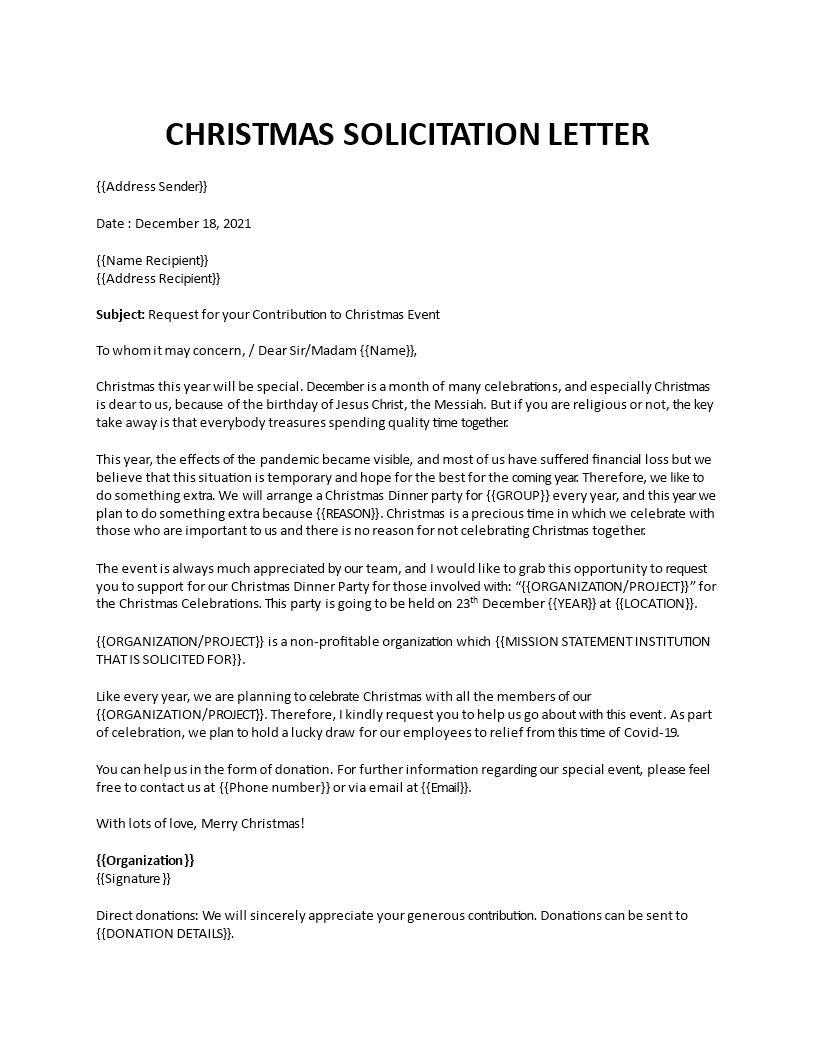 christmas party solicit letter