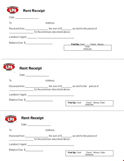 Rent Receipt Sample Template