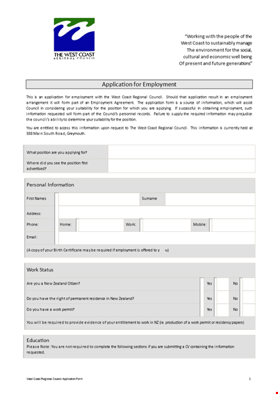 Printable Job Application Form Template - Editable, Free PDF Download