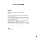 Promotional letter ebook example document template
