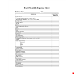 Pass Monthly Expense Sheet example document template