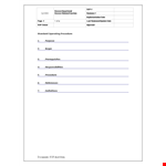 Effective SOP Templates - Streamline Your Processes | Company Name example document template