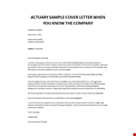 Actuary Cover letter example document template