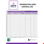 GDPR Information Assets Data Privacy Log For Disposal example document template