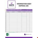 GDPR Information Assets Data Privacy Log For Disposal example document template 