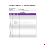 Shot List Template example document template