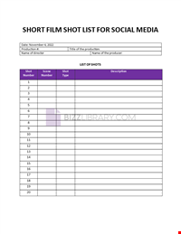 Shot List Template