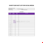 Shot List Template example document template 