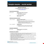 Professional Social Work Resume example document template
